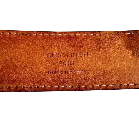 Authentic Louis Vuitton Brown Monogram Leather & Gold Belt Size 100/40 - Picture 3 of 16